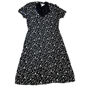 Espressa 90s Stretchy Floral Vintage Knee Length Short Sleeve Dress L